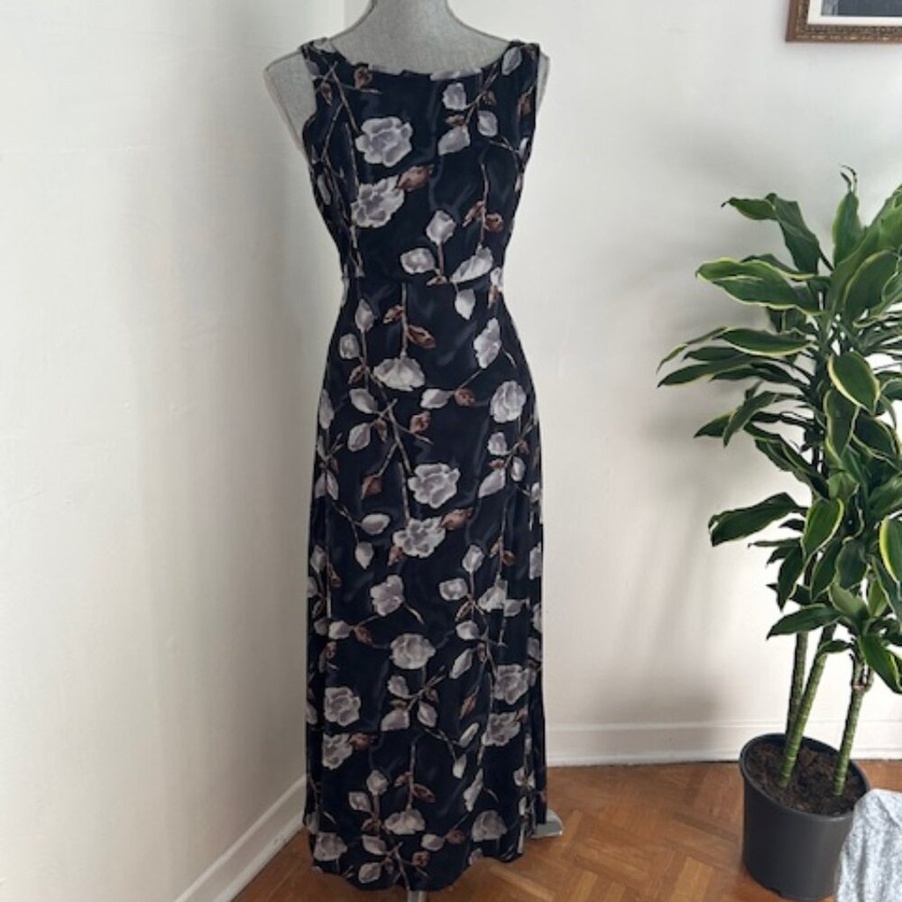 Blue Sheath Maxi Dress with Bateau Neckline